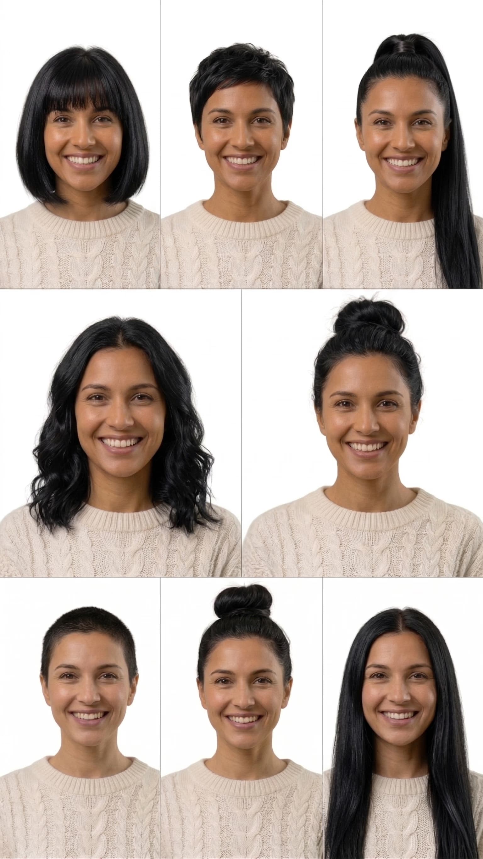 Hairstyle AI collage for a square face shape