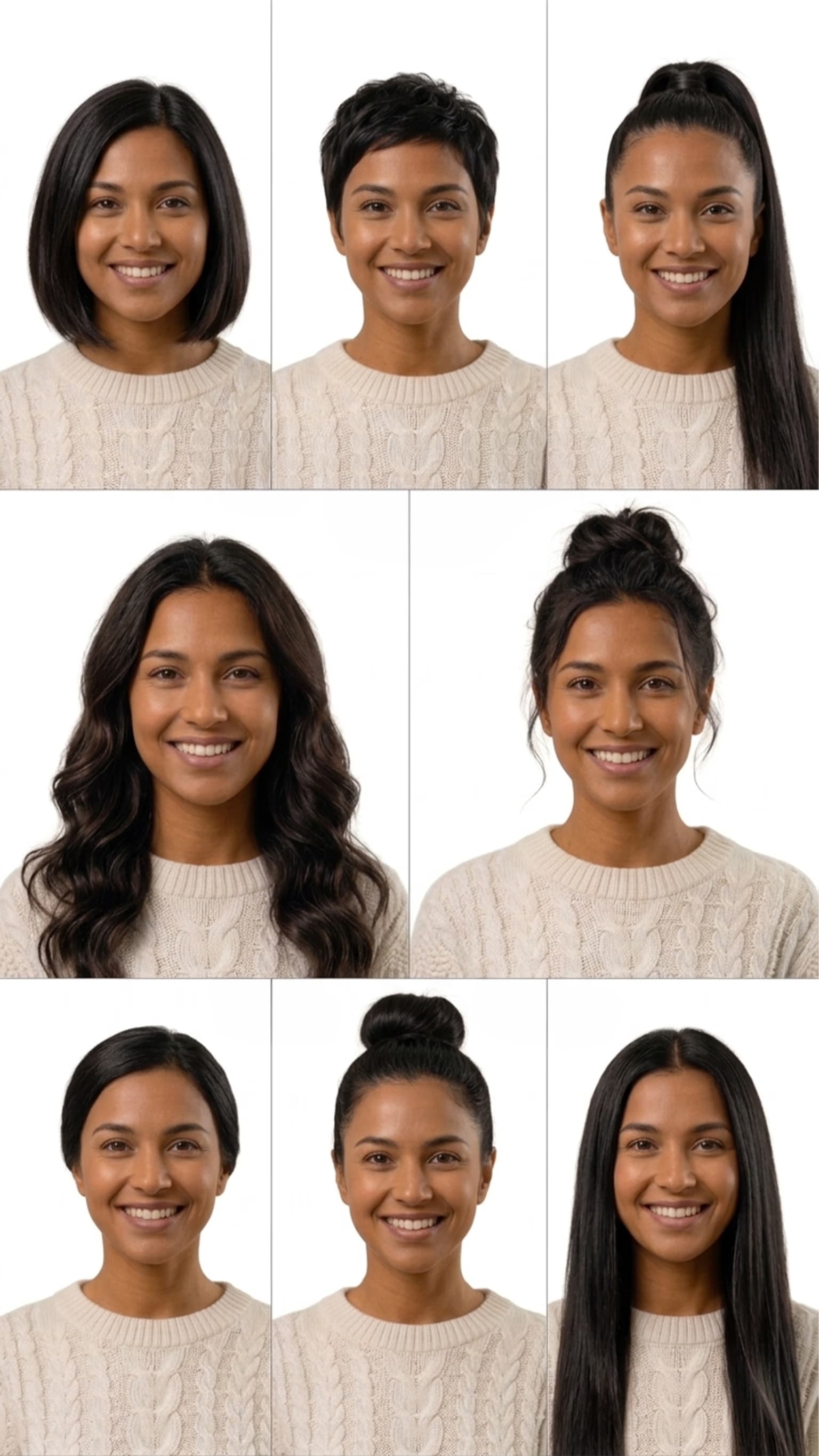 Hairstyle AI collage for a oval face shape